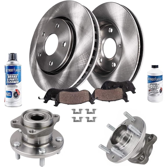 Detroit Axle - AWD Rear Wheel Bearing Hubs Brake Kit for 2007-2015 Mazda CX-9 Disc Brake Rotors Ceramic Brakes Pads Wheel Hubs 2008 2009 2010 2011 2012 2013 2014 CX9 Replacement