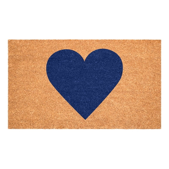 Calloway Mills Dark Blue Heart Doormat, 36" x 72"