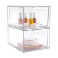 thumbnail image 1 of Paquete de 2 cajones de almacenamiento organizadores apilables, Organizador de baño acrílico, Caja de almacenamiento de plástico transparente, 1 of 5