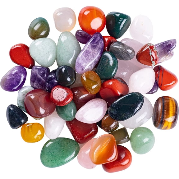 1lb Natural Tumbled Stones and Crystals Bulk - Assorted Tumbled Polished Stones Ros Healing Gemstones and Crystals for Reiki, Energy, Chakra, Wicca, Balancing, Beginners