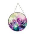 thumbnail image 3 of Pray Everyday Purple Geometric 6 x 6 Glass Decorative Sun Catcher with Suction Cup, 3 of 3