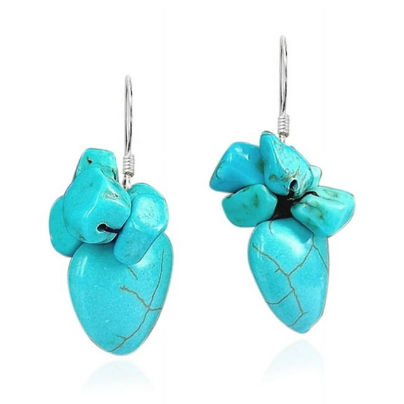 Lovely Heart Shape Turquoise Stone Earrings