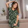 thumbnail image 3 of Pofeuu Tropical Palm Leaves1 Print Women's Loose Fit Short Sleeve Nightgown, Comfortable Sleep Dress for Women, Casual Lounge Sleepwear, Soft Cotton Sleep Dress, 3 of 6