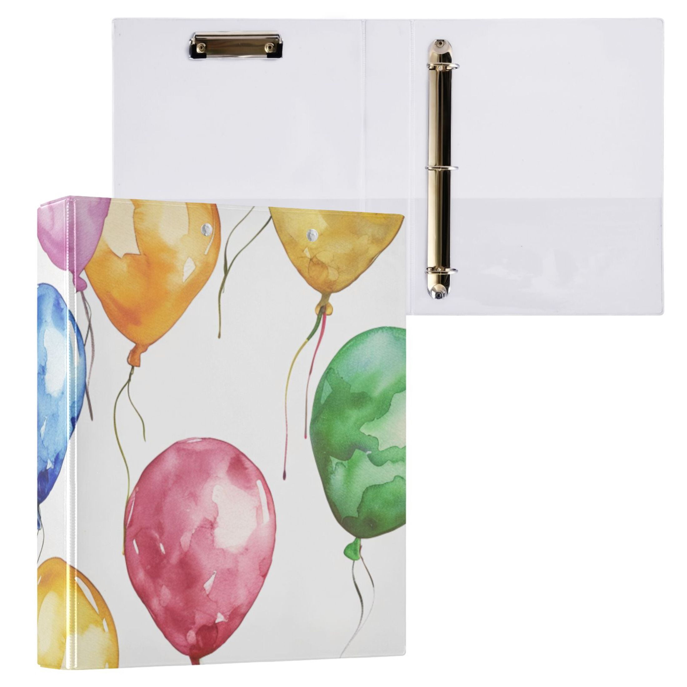 Balloons 3 Ring Binders 1.5 inch Hardcover File Folders with Interior Pockets A4 Size Organizer for School Office Hospital
