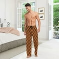 thumbnail image 7 of Top-kevin Orange Black Buffalo Plaid Men's Pajama Pants, Casual Men Pajama Bottoms, 7 of 7