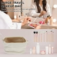 thumbnail image 2 of Unique Bargains Makeup Bag Double Layer Travel Cosmetic Bag for Women Toiletry Bag Waterproof and Durable Make Up Bag with Makeup Brush Storage Bag Beige, 2 of 7