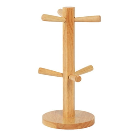 

Synpinya Tree Shape Wood Coffee Tea Cup Storage Holder Stand Kitchen Mug Hanging Display Rack Drinkware Shelf with 6 Hooks