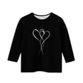 thumbnail image 5 of Riecok 3/4 Length Sleeve T Shirt for Girls Valentine's Day Crewneck Tops Blouses Heart Print Versatile Summer Tees, 5 of 5