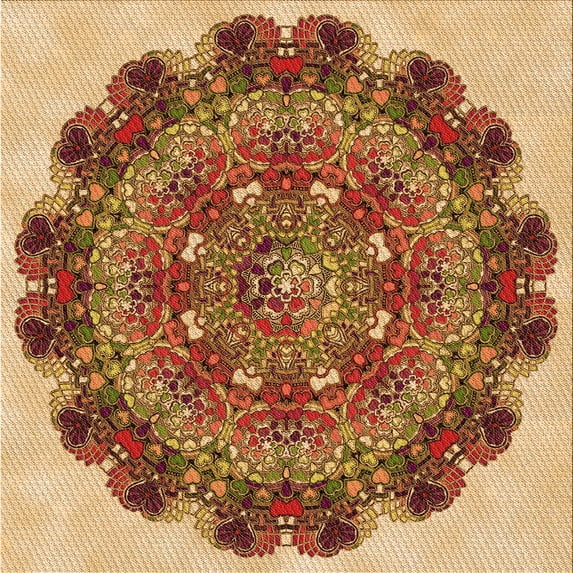 Ahgly Company Indoor Square Patterned Yellow Orange Area Rugs, 8' Square