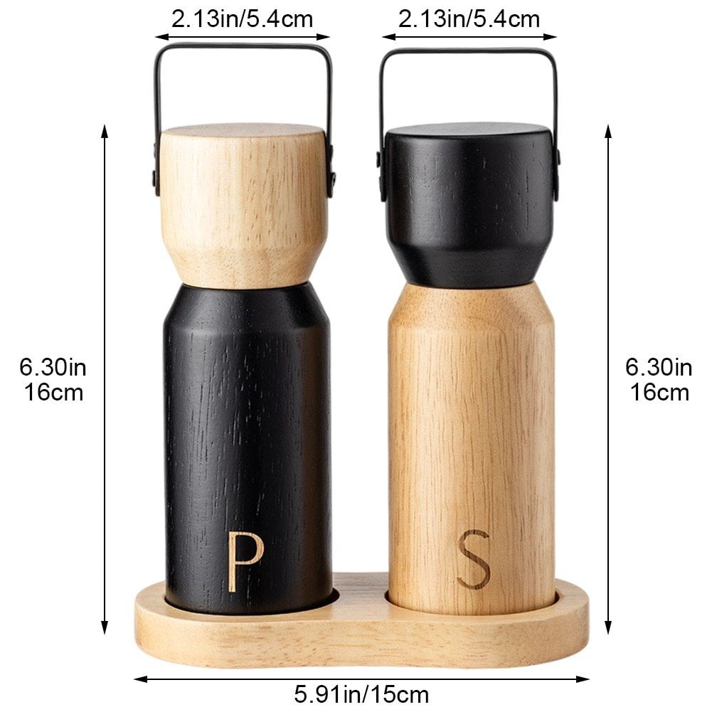Seasoning Grinder, Salt and Pepper Grinder Set Manual Wooden Salt and Pepper Mill Set Professional Wood Mill For Home Kitchen
