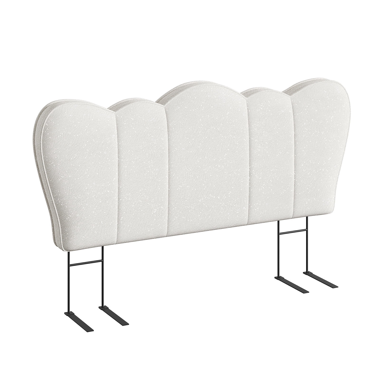 Pinmoco Chenille Upholstered Headboard for Queen Bed, Height Adjustable Crown-Shaped Headboard, Starry Beige
