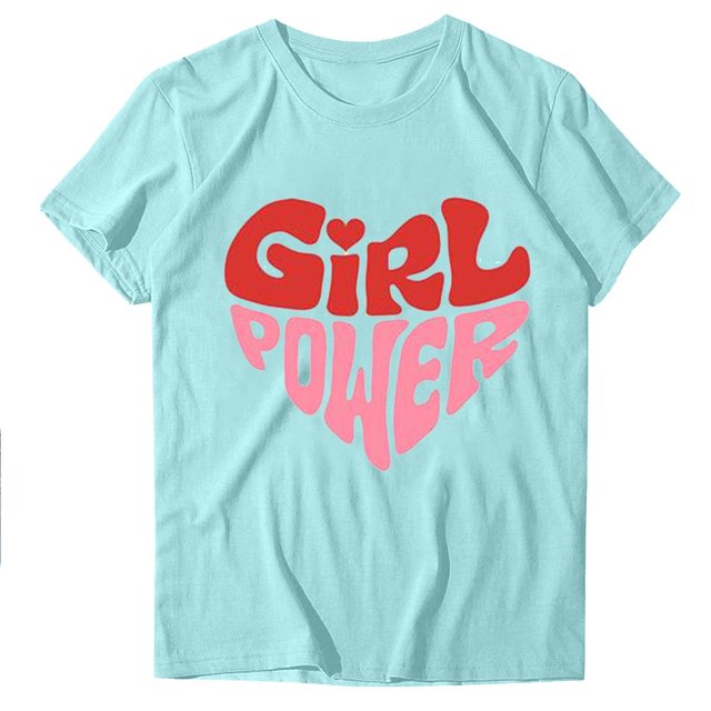 Blouses for Women Womens Print Short Sleeve Out Blouse Funny Round Neck T-Shirt Tops