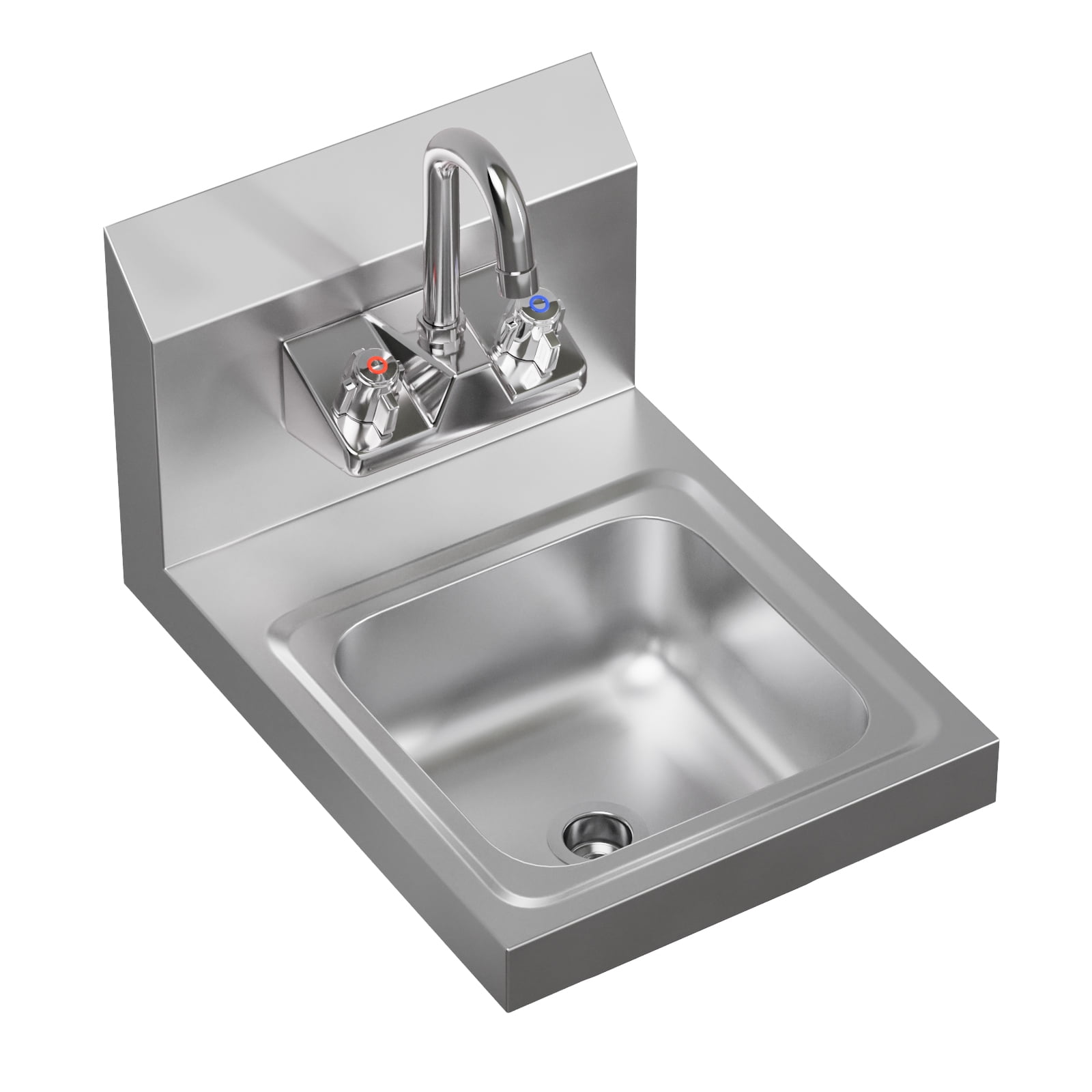 12 in. x 16 in. Stainless Steel Hand Sink | Commercial Wall Mount Hand Basin with Gooseneck Faucet, Strainer, Back Splash | NSF Certified | Perfect for Restaurants, Bars, Stores, Kitchen and More