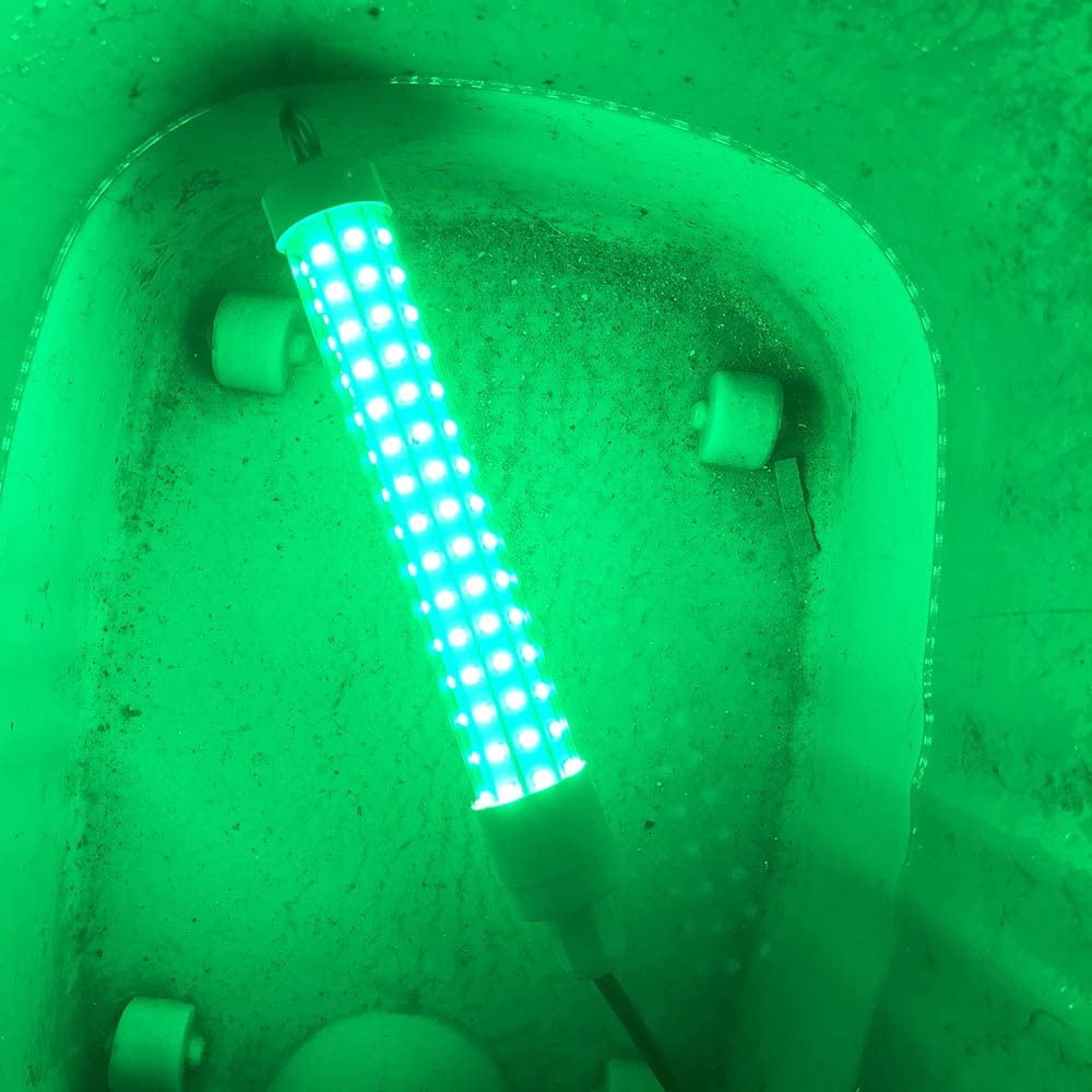 EIMELI LED Submersible Fishing Green Light Underwater Night Finder Crappie Squid Light Lure Bait Boat Shad Shrimp Fish Lamp, Deep Drop Water ice fishing bait 10W 1000lumen 12V/24V AC DC IP68