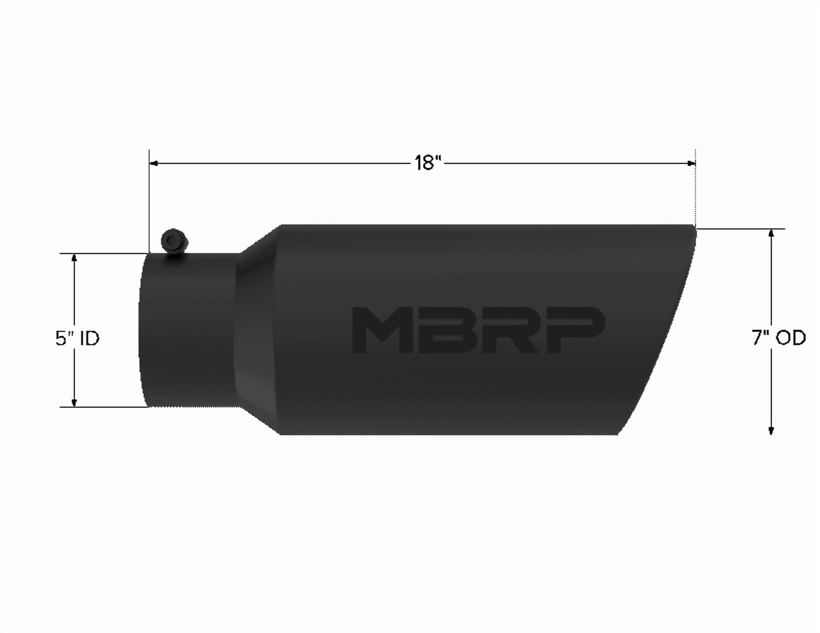 MBRP Universal Tip, 7in O.D, 5 Inches Inlet, 18 Inches, Black, Vehicle Mufflers