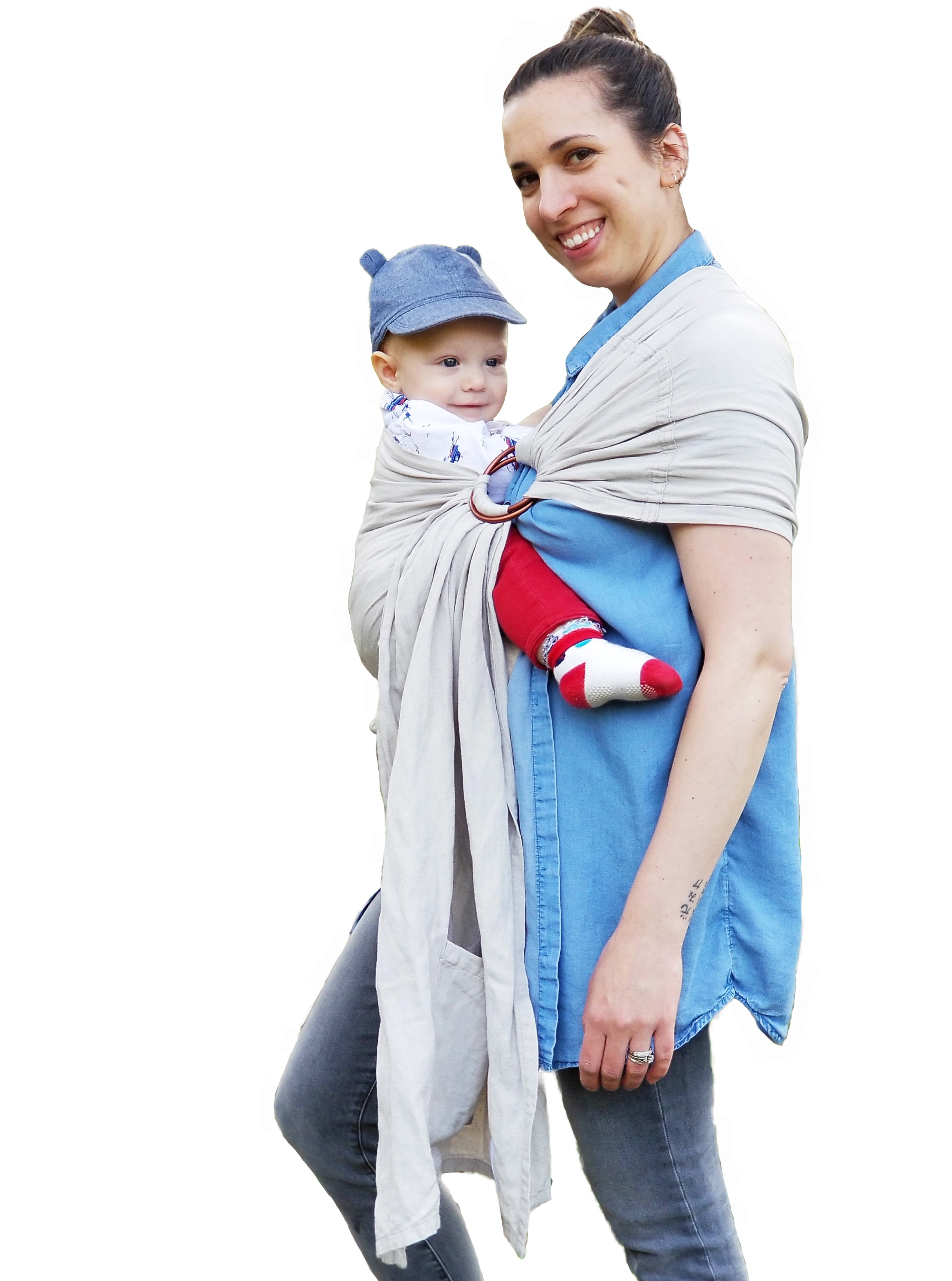 Luxury Baby Carrier, Incredibly Soft Linen Blend Ring Sling, Silver Gray - www.bagssaleusa.com