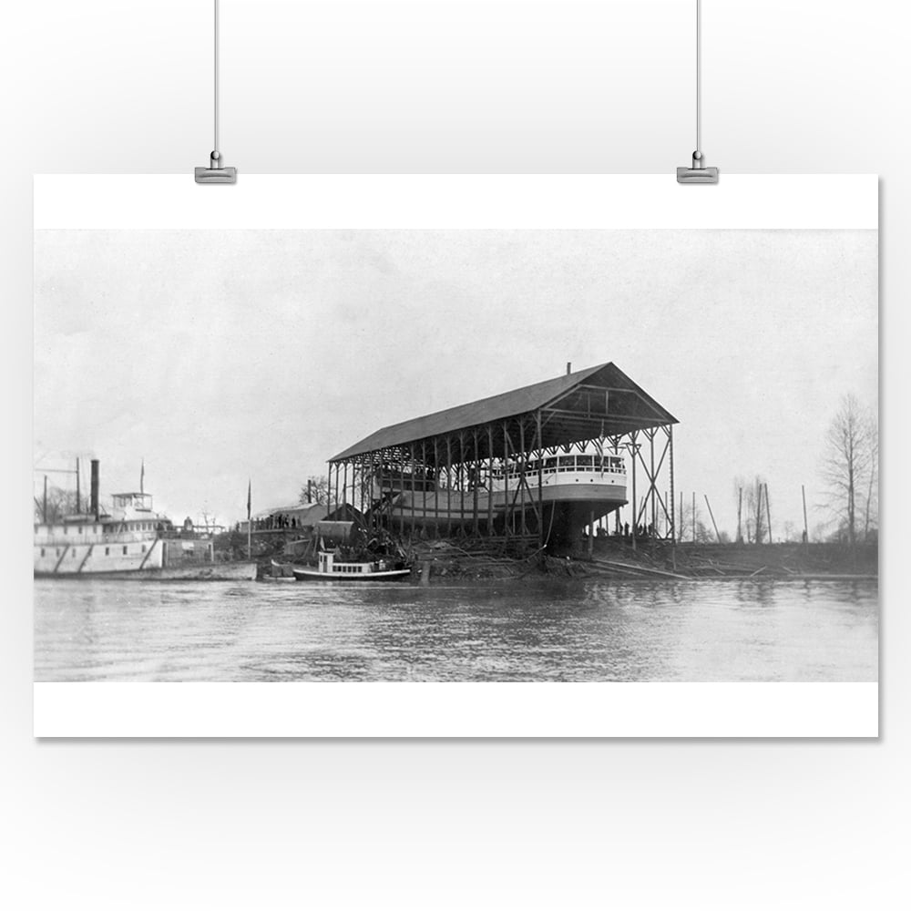 St. Helens, Oregon View of Shipyards, Steamer Merced (16x24 Giclee