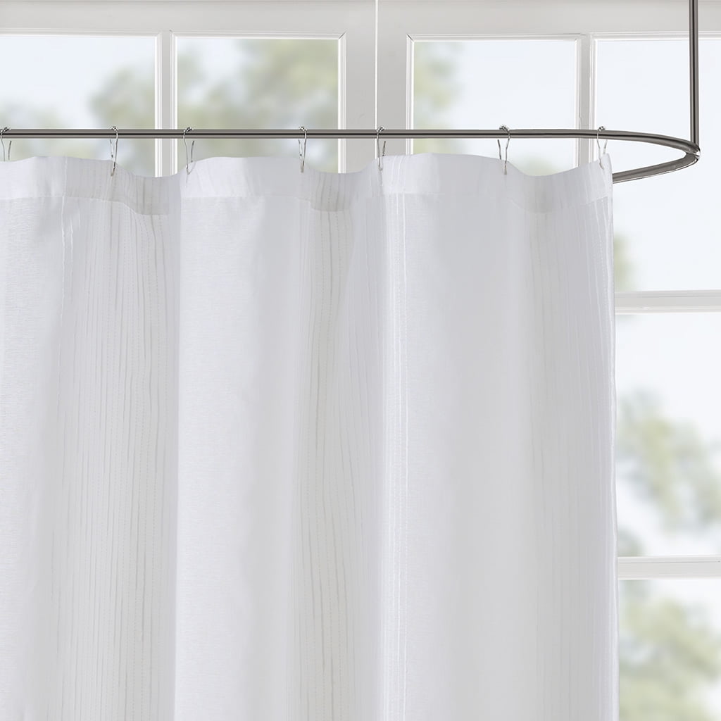 MAYEERTY White Sheer Bathroom Shower Curtains with 12 pcs Hooks,72" x 72"