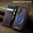 thumbnail image 4 of ELEHOLD Magnetic Detachable Wallet Case for iPhone 16, Shockproof Faux Leather Stand RFID Card Slots Detachable Mag-Safe Magnetic Case Cover,Removable Back Shell,Purple, 4 of 12