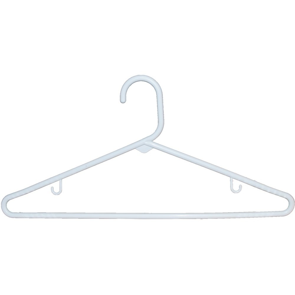 International Hanger White Plastic Tubular Suit Hanger for Tops or Pants, 144 Pack