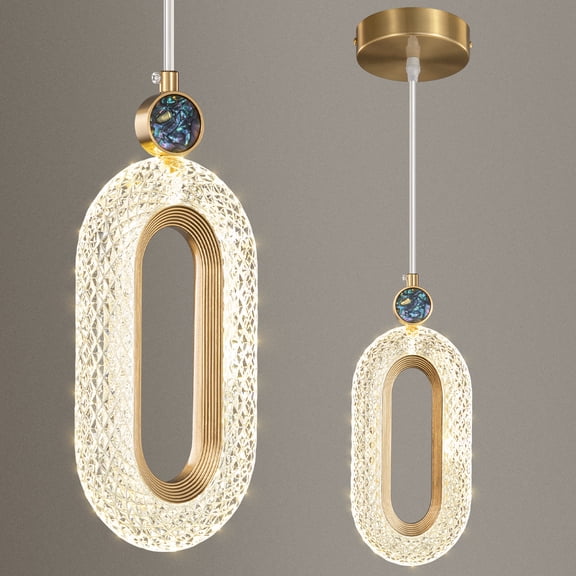 Deyidn Gold Pendant Lights Modern Farmhouse Pendant Light, Adjustable Pendant Light Fixture, Single Hanging Pendant Lighting for Kitchen Island, Dining Room, Foyer & Hallway