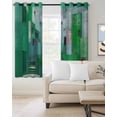 thumbnail image 2 of Green Geometric Kitchen Curtains Abstract Art Modern Painting Cafe Short Curtains for Bathroom Blackout Window Curtain Grommet Small Window Treatment Tier Drapes for Bedroom Living Room 42"x45"x2, 2 of 9