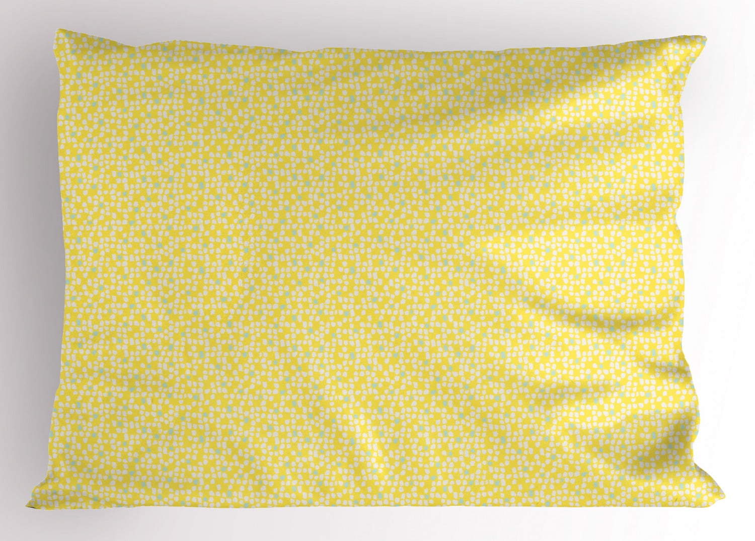 Yellow and White Pillow Sham Abstract Hand Drawn Childish Brush Effects Watercolor Artsy, Decorative Standard Queen Size Printed Pillowcase, 30 X 20 Inches, Yellow White Mint Green, by Ambesonne
