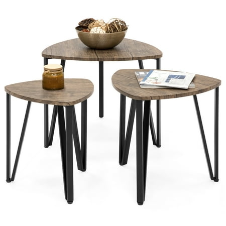 Living Room Tables Sets Furniture Best Choice Products Set of 3 Modern Leisure Wood Nesting Coffee Side End Tables for Living Room, Office, Brown ()