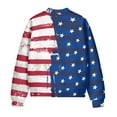thumbnail image 5 of COEQINE Bomber Jacket Women Full Zip Relaxed Fit Y2k Jackets Lightweight Trendy Varsity Shacket Coats Stand Collar Windbreaker Patriotic USA Flag Fall Clothes, 4X-Large, Vintage American Flag, 5 of 7