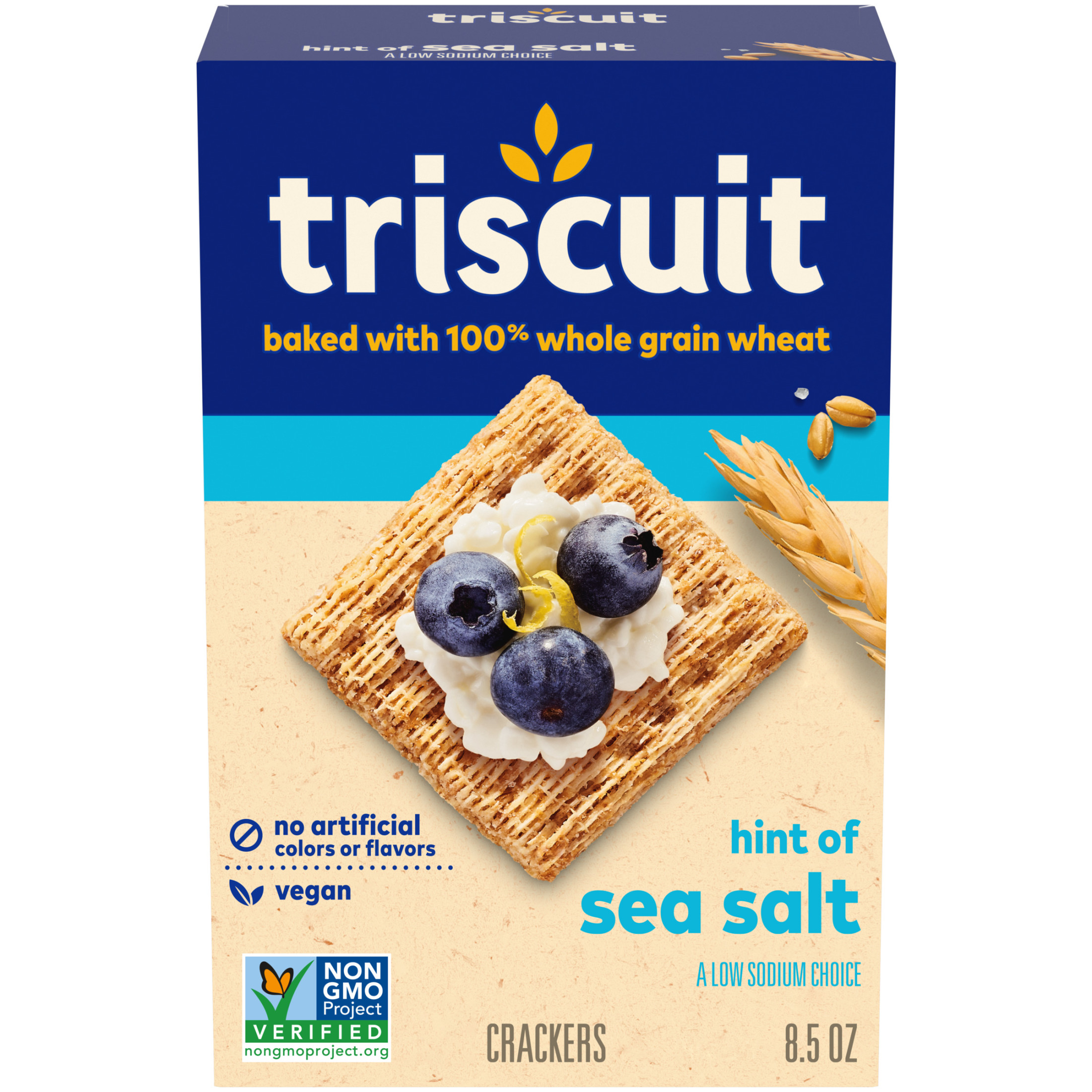Triscuit Hint of Sea Salt Whole Grain Wheat Crackers, Vegan Crackers, Vegan Snacks, 8.5 oz