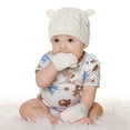 thumbnail image 4 of MesaSe 1 Set Baby Hat Glove Knitted Solid Color Twisted Texture Lightweight Kid Bonnet Mitten Set for Home, 4 of 10