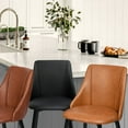 thumbnail image 5 of FurnitureR 30'' Modern Barstool Faux Leather Black Legs Set of 2, 5 of 5