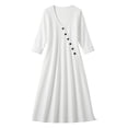 thumbnail image 7 of BRGZLK Women Maxi Dresses Solid Color V Neck Long Sleeve Cotton Linen Beach Sundress Lightweight Casual Loose Flowy Dress with Pockets White XXL, 7 of 7