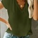 thumbnail image 5 of Camiseta de mujer Encaje Cuello en V Sin mangas Blusa Casual Top de verano, Verde, S Sweethay AP001334-16, 5 of 7