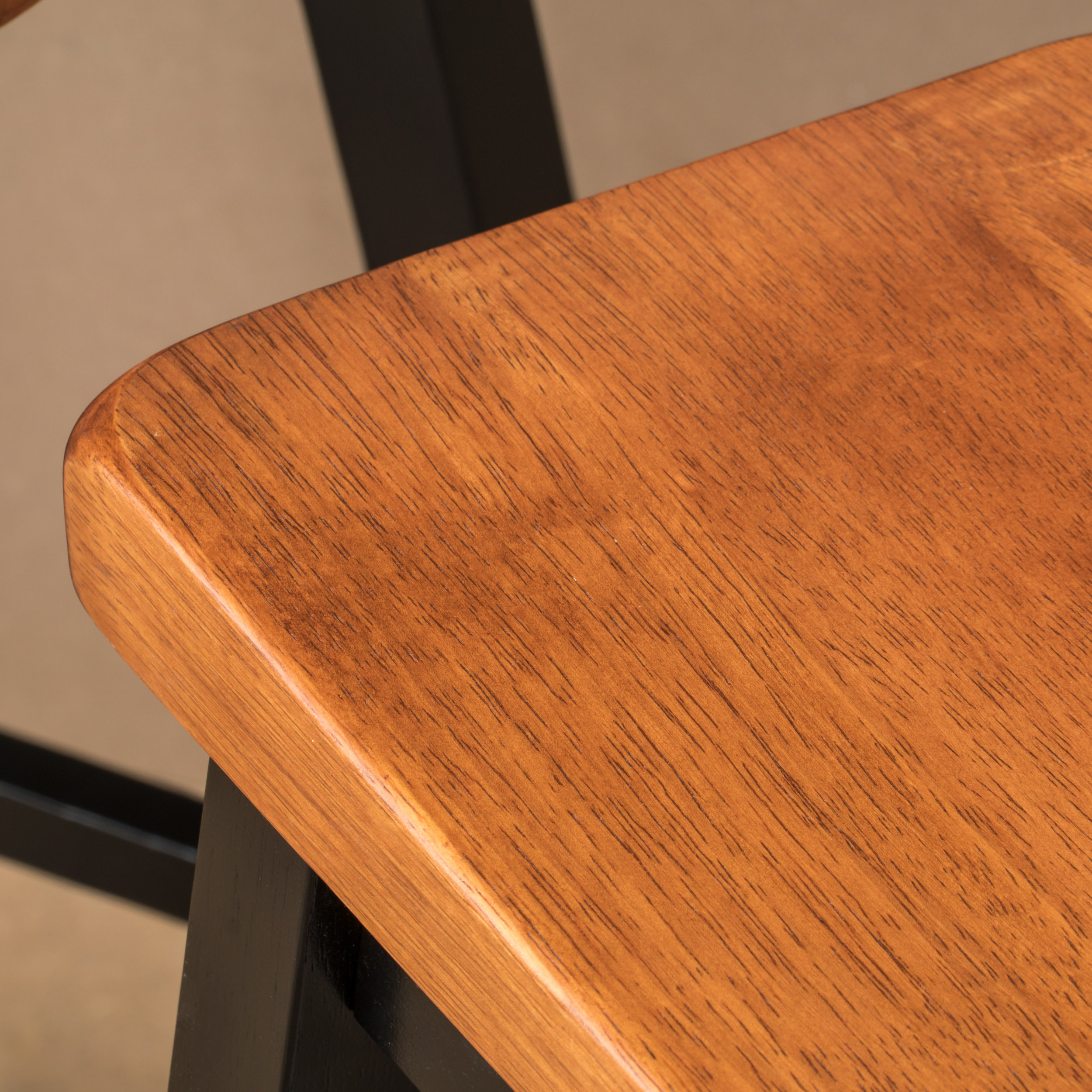 Noble House Bransen 24in Walnut/Black Saddle Stool (Set of 2)