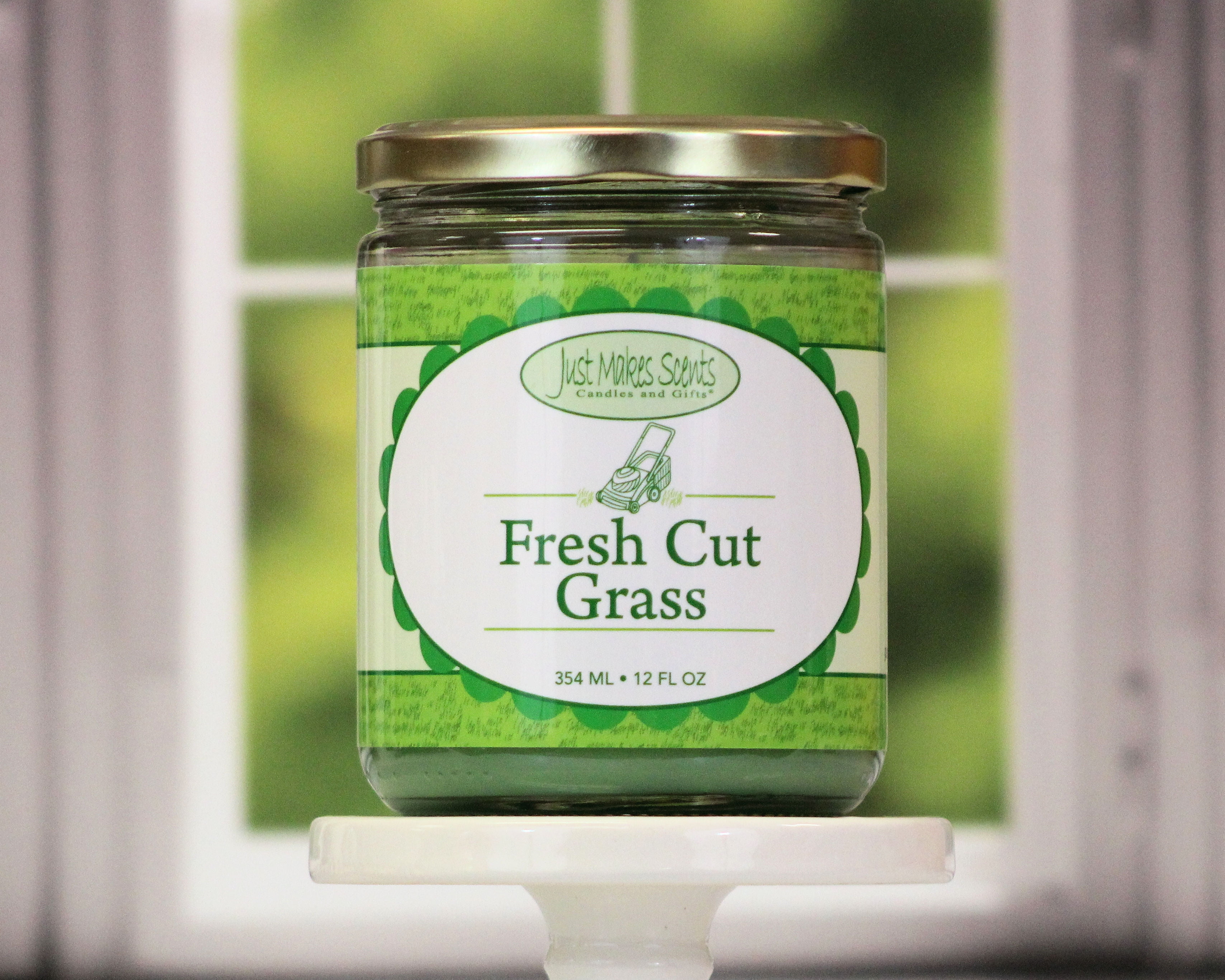 Fresh Cut Grass Salsa Jar Candle 12oz -Just Makes Scents Candles & Gifts