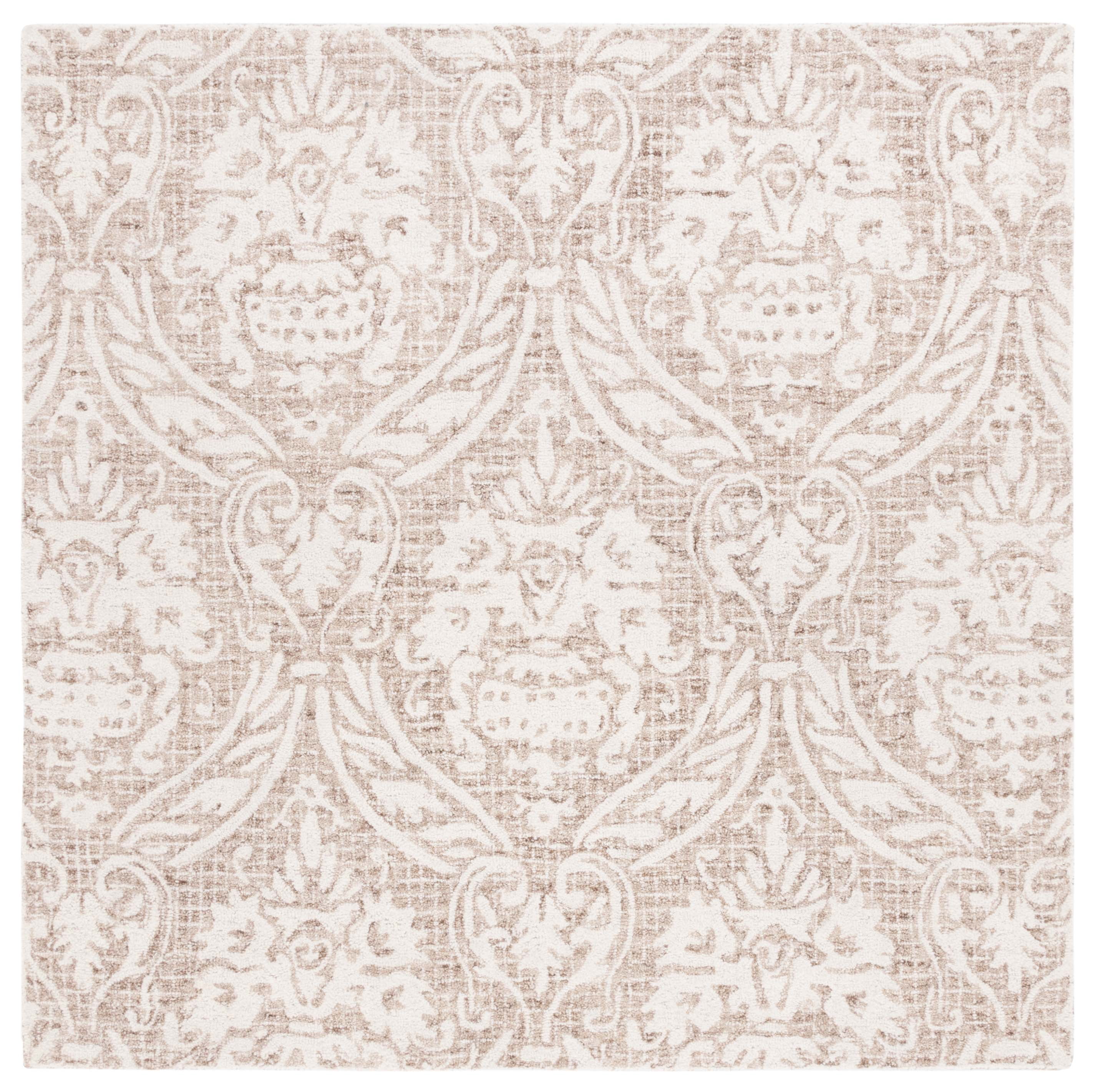 SAFAVIEH Abstract Constantine Damask Wool Area Rug, Ivory/Beige, 6' x 6' Square