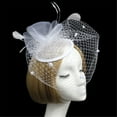 thumbnail image 5 of IDALL Fascinators Hats Tea Party Hats Women's Fascinators Hat Fashion Feathe Hat Cocktail Party Hat Hair Clip Headband Party Hats Fascinator Headband White One Size, 5 of 7
