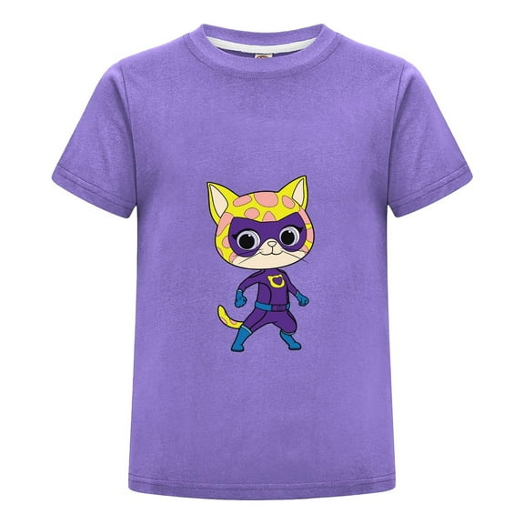 SuperKitties Graphic Tee for Children – Kids Cartoon Top for Girls and Boys – Comfortable Short Sleeve Outfit – Summer Casual T-Shirt – Gift for Cat Fans