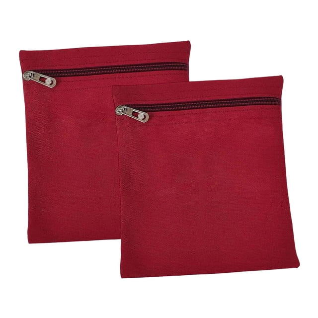 2 piezas de bolsillo cosido con cremallera, bolsa de almacenamiento móvil, lona de fácil instalación rojo