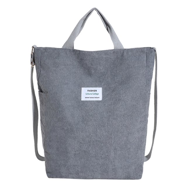 Bolso de mano de pana para mujer, bolso cruzado de moda, bolso de viaje de invierno (gris)