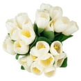 thumbnail image 4 of Pure Garden  Tulip Floral Arrangement in Vase- 24 Cream Artificial Flowers with Glass Vase - Cream, 4 of 5