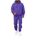 thumbnail image 3 of Hearthz Fleece Zip Up Sweatsuits for Men 2 Piece Tracksuit Oversized Hoodie Jacket Sweatsuits Pants Fall Winter Warm Athletic Mens Track Suits 2 Piece Set Purple XL, 3 of 8