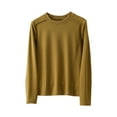 thumbnail image 2 of Women Long Sleeve Tops Uniqlo Ladies' Color Fleece Thermal Long-sleeved Round-neck Undershirt Top,Yellow,XXL, 2 of 3