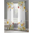 thumbnail image 5 of Sunflower Botanical Semi Sheer Curtains 96 Inch Length 2 Panels Set, Farmhouse Spring Floral Sheer Kitchen Curtain Privacy Voile Window Curtain for Living Room Bedroom Rod Pocket Drapes, 5 of 7