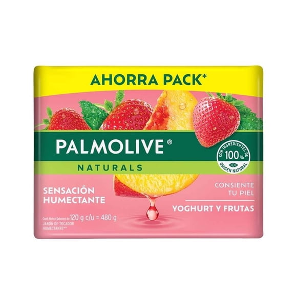 Jabon de Baño Palmolive Naturals Sensación Humectante Yoghurt y Frutas 4 x 120 g