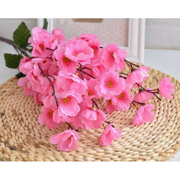 5 ramas artificiales de flores de durazno - árbol artificial decorativo for interiores, sala de estar y exteriores - flores de plástico