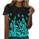 thumbnail image 2 of Fiudx Liquidación de Ahorros de Verano Top de Manga Corta con Cuello Redondo y Estampado Informal para Mujer, 2 of 4