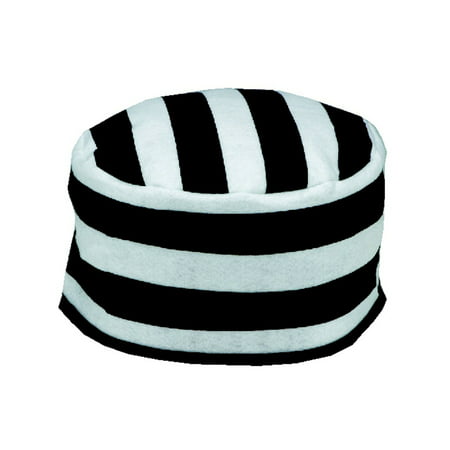 Adult's Felt Criminal Prisoner Hat With Black and White Stripes