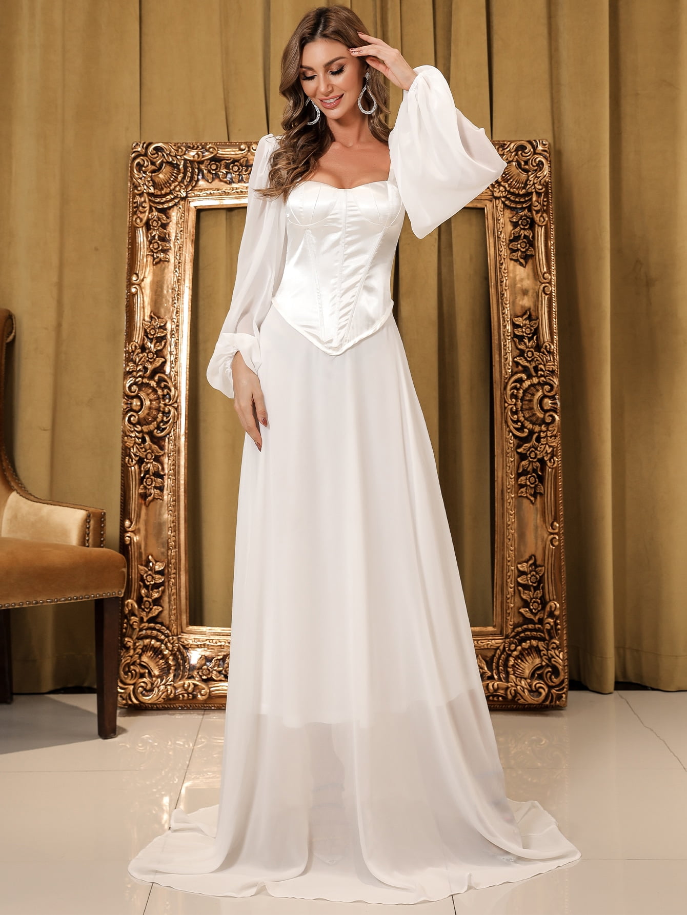 Women's Missord Lantern Sleeve Satin 